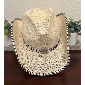 Run A Muck Straw Collection S/M women's hat with leopard trim